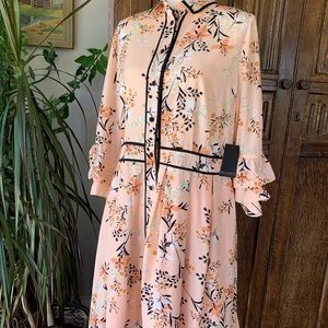 ELOQUII Elements Women's Plus Size Floral Print Midi Dress Sz 16.